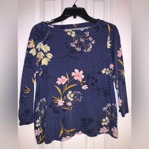 Croft & Barrow blue floral, polkadot 3/4 length sleeves size PL